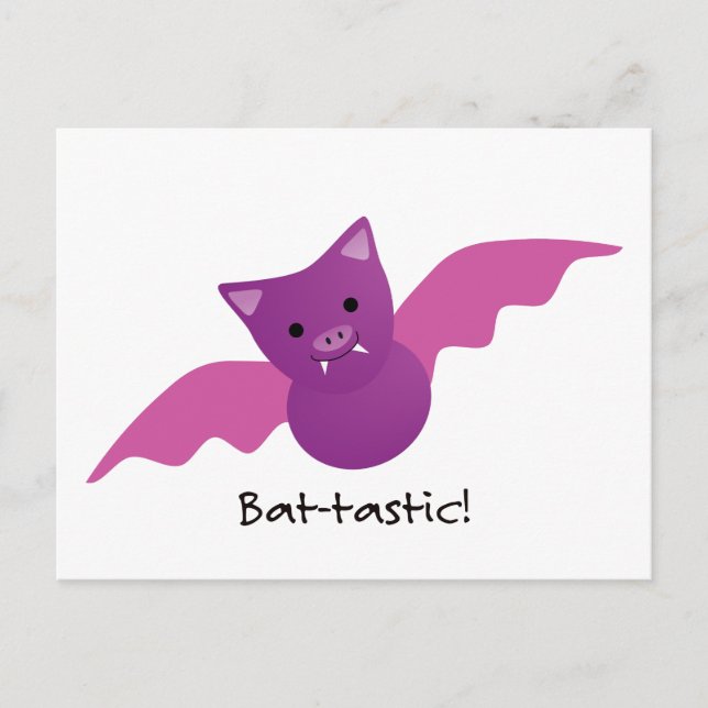 Niedliches Battastic Pink Bat Postkarte (Vorderseite)