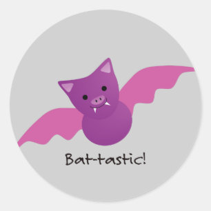 Niedliches Battastic Pink Bat Runder Aufkleber