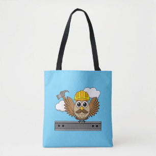 Niedliches Bauarbeiter-Owl mit Hard Hat Cartoon