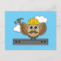 Niedliches Bauarbeiter-Owl mit Hard Hat Cartoon