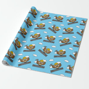 Niedliches Bauarbeiter-Owl mit Hard Hat Cartoon Geschenkpapier