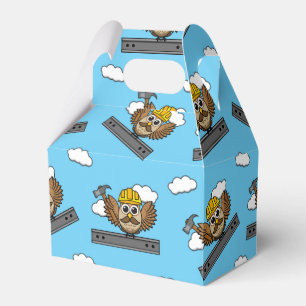 Niedliches Bauarbeiter-Owl mit Hard Hat Cartoon Geschenkschachtel