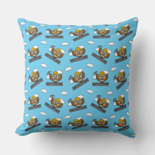 Niedliches Bauarbeiter-Owl mit Hard Hat Cartoon Kissen