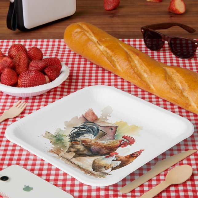 Niedliches Bauernhüttenfest liebt Party Pappteller (Picknick)