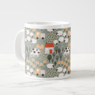 Niedliches Bauernmuster Jumbo-Tasse
