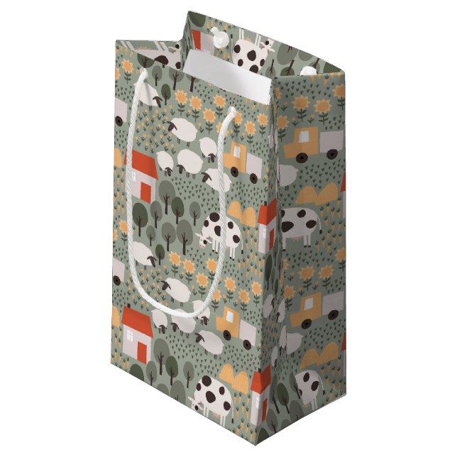 Niedliches Bauernmuster Kleine Geschenktüte (Vorderseite Schrägansicht)