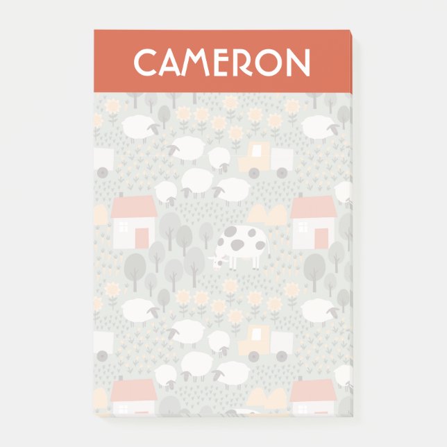 Niedliches Bauernmuster Post-it Klebezettel (Vorderseite)