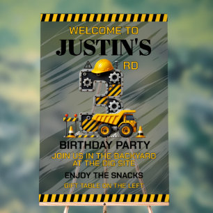 Niedliches Baugewerbe 3. Geburtstag Party Acrylschild