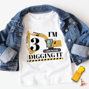Niedliches Baugewerbebahnwagen 3. Geburtstag Party Kleinkind T-shirt