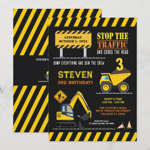 Niedliches Baukasten-Truck-Party Geburtstagskinder Einladung