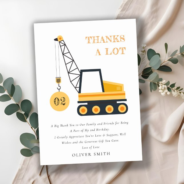 Niedliches Baukranfahrzeug jeden Geburtstag Dankeskarte (Von Creator hochgeladen)
