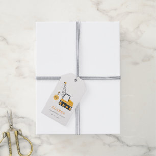 Niedliches Baukranfahrzeug jeden Geburtstag Geschenkanhänger