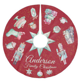 Niedliches Baumrock mit Urlaubsszenarien Polyester Weihnachtsbaumdecke