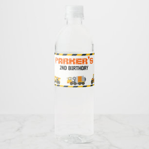 Niedliches Bauthema Geburtstagsparty der Kinder Wasserflaschenetikett