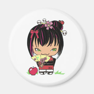 Niedliches Beängstigendes Miao - gotische Kokeshi- Magnet
