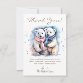 Niedliches Bear Winter Animal Reveal Party Dankeskarte