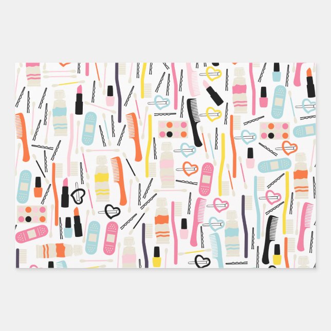 Niedliches Beautician Wrapping Paper Geschenkpapier Set (Vorderseite)