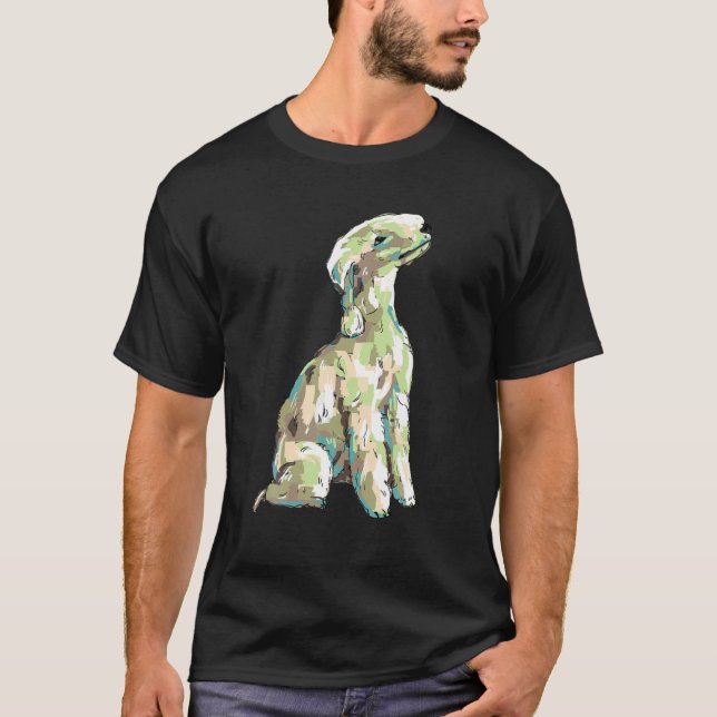Niedliches Bedlington Einmaliges Kunsthandwerk Lov T-Shirt (Vorderseite)