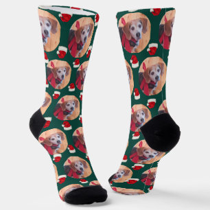 Niedliches Begleiter Foto Smaragdgrüne Weihnachtsm Socken