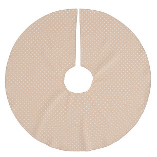 Niedliches Beige-Weiß-Polka-Dot-Muster Polyester Weihnachtsbaumdecke
