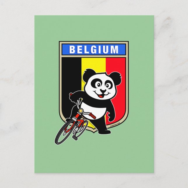 Niedliches Belgien Cycling Panda Postkarte (Vorderseite)