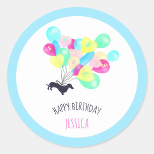 Niedliches beliebiges Alter Wasserfarben Ballon Da Runder Aufkleber