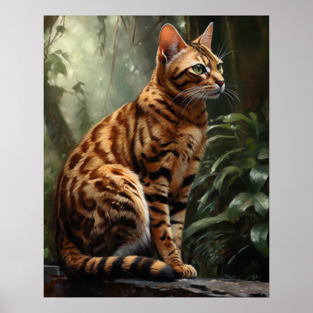 Niedliches Bengalisches Cat Art Print Poster (Vorne)