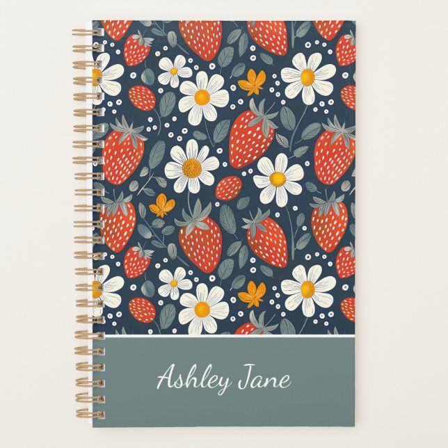 Niedliches, benutzerdefiniertes Erdbeermuster Planer (Vorderseite)