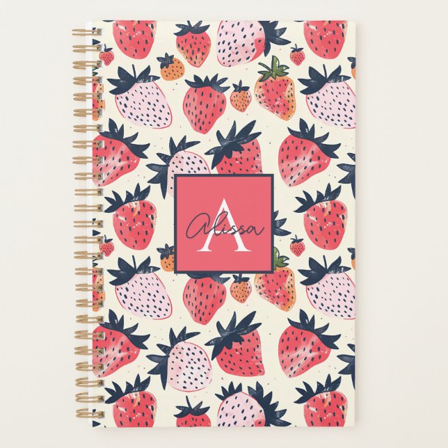 Niedliches, benutzerdefiniertes Erdbeermuster Planer (Vorderseite)
