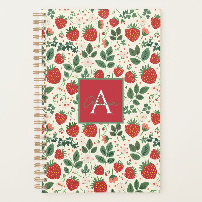 Niedliches, benutzerdefiniertes Erdbeermuster Planer (Vorderseite)