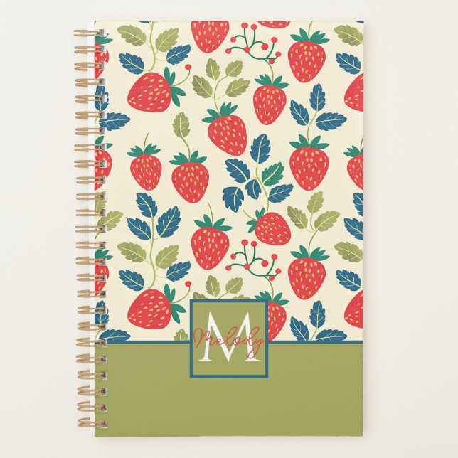 Niedliches, benutzerdefiniertes Erdbeermuster Planer (Vorderseite)