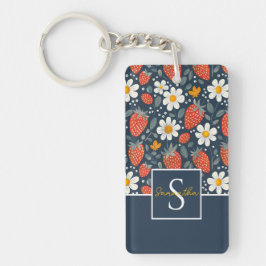 Niedliches, benutzerdefiniertes Erdbeermuster Schlüsselanhänger