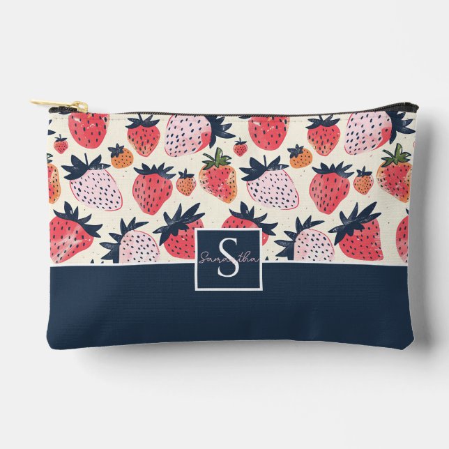 Niedliches, benutzerdefiniertes Erdbeermuster Zubehörtasche (Vorderseite)
