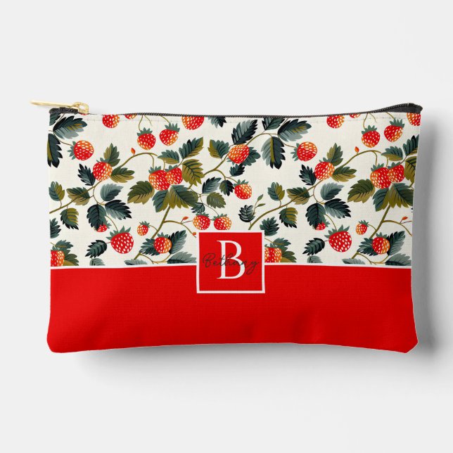 Niedliches, benutzerdefiniertes Erdbeermuster Zubehörtasche (Vorderseite)
