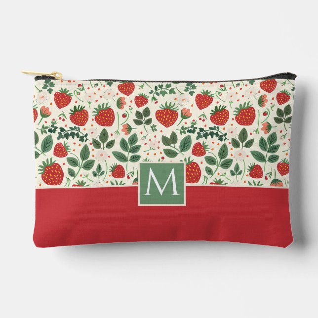 Niedliches, benutzerdefiniertes Erdbeermuster Zubehörtasche (Vorderseite)