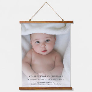 Niedliches benutzerdefiniertes Foto Hello Baby Neu Wandteppich Mit Holzrahmen