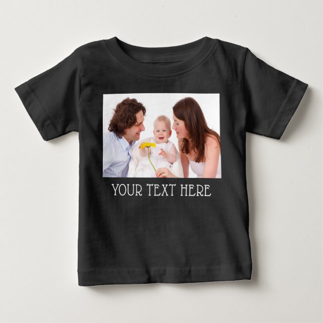 Niedliches benutzerdefiniertes Foto und Namenstext Baby T-shirt (Vorderseite)