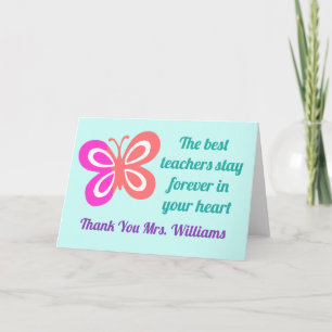 Niedliches Best Teacher Appreciate Butterfly Zitat Karte