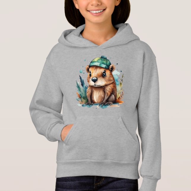 Niedliches Biber Hoodie (Vorderseite)