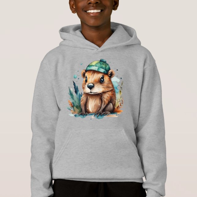 Niedliches Biber Hoodie (Vorderseite)