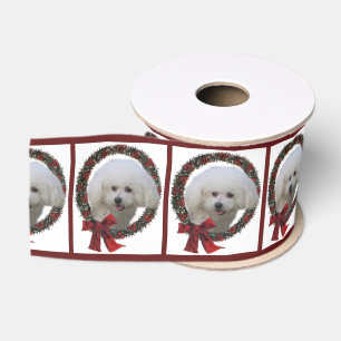 Niedliches Bichon Weihnachten fröhlich Ripsband