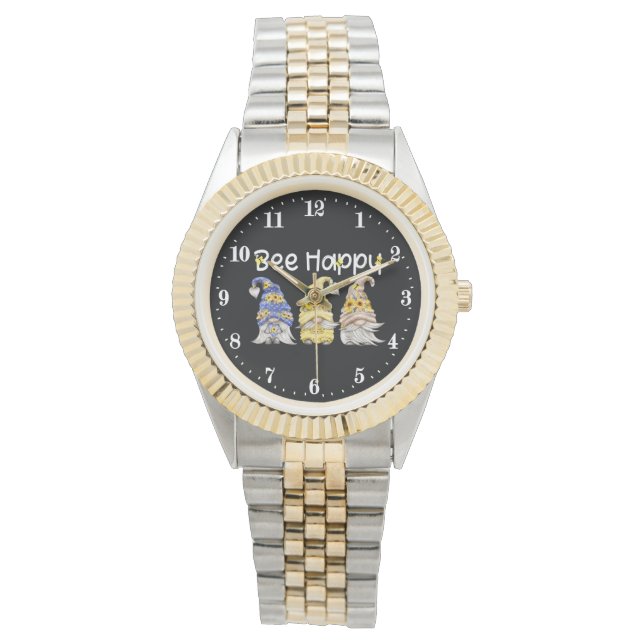 niedliches Bienenfröhliches Gnome Armbanduhr (Vorderseite)