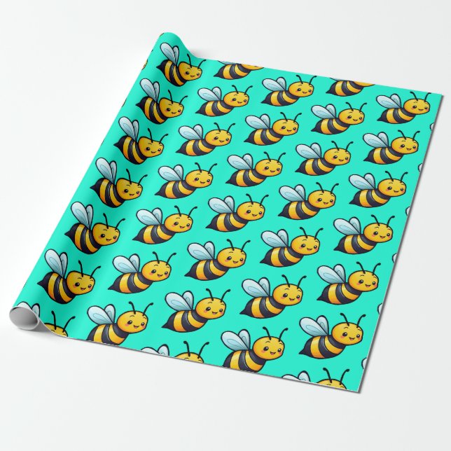 Niedliches Bienenmuster aus Tiny Cartoon Geschenkpapier (Ungerollt)