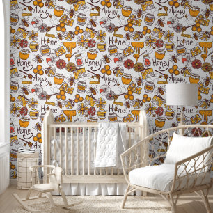 Niedliches Bienenmuster-Kinderzimmer, unisex gefli Tapete