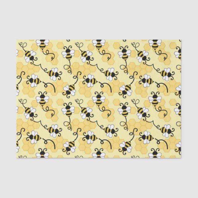 Niedliches Bienenmuster Seidenpapier (Vorderseite)
