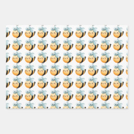 Niedliches Bienenpapier. Geschenkverpackung. Geschenkpapier Set