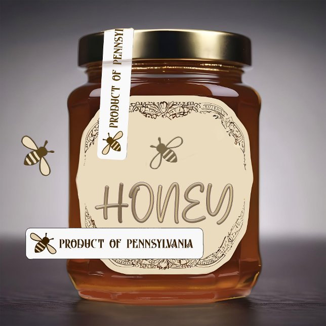 Niedliches Bienenschutzlabel oder LAND Honey Lid S Etiketten (Von Creator hochgeladen)