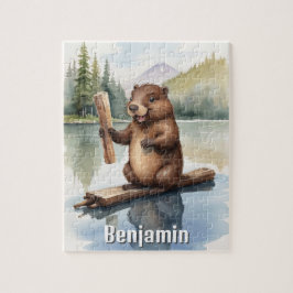 Niedliches Bier mit Stick Kids Personalisiert Puzzle