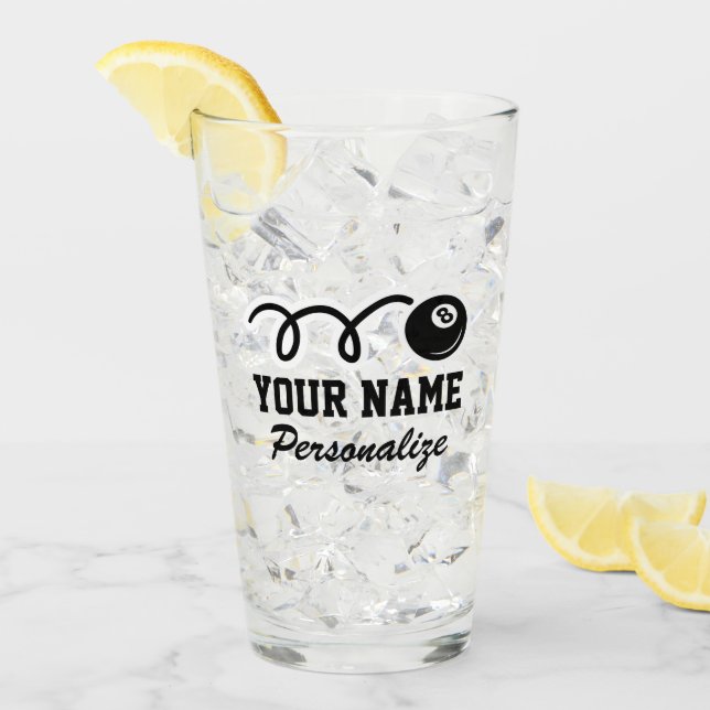 Niedliches Billardgeschenk für acht Cartoon indivi Glas (Vorderseite Ice)