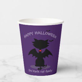 Niedliches Black Cat Bat Kids Halloween-Party Lila Pappbecher